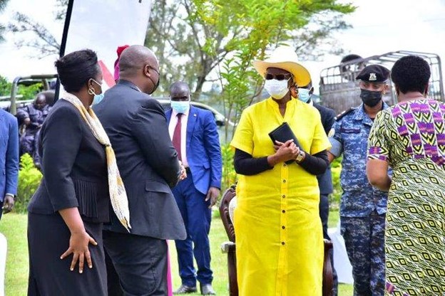 First Lady Janet Museveni interacting with Equity Bank officials