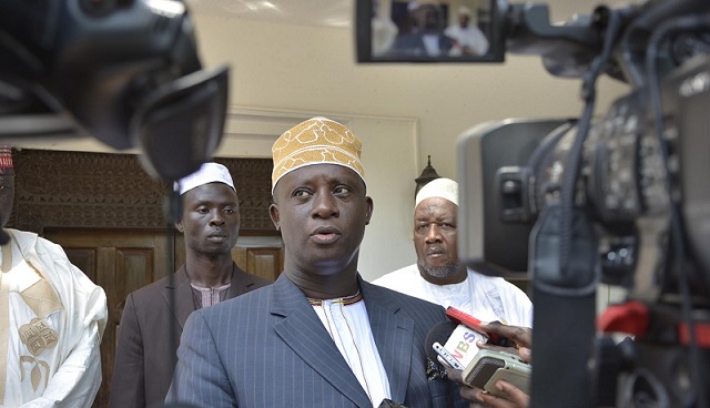 Prince Kassim Nakibinge talking to Journalists shortly after Eid El-Fitr Prayers at Kibuli Mosque