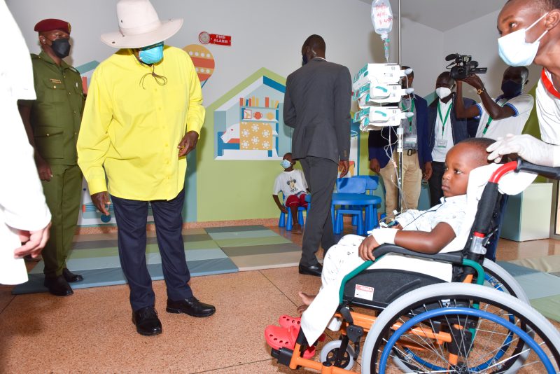 President Museveni at the children's hospital in Entebbe